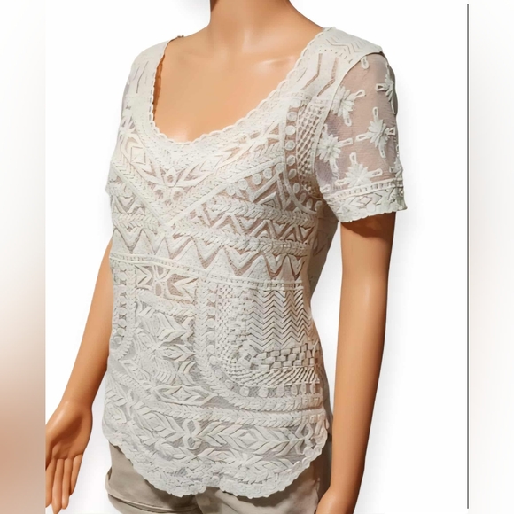 Meadow Rue Cream Lace Blouse - Picture 2 of 5